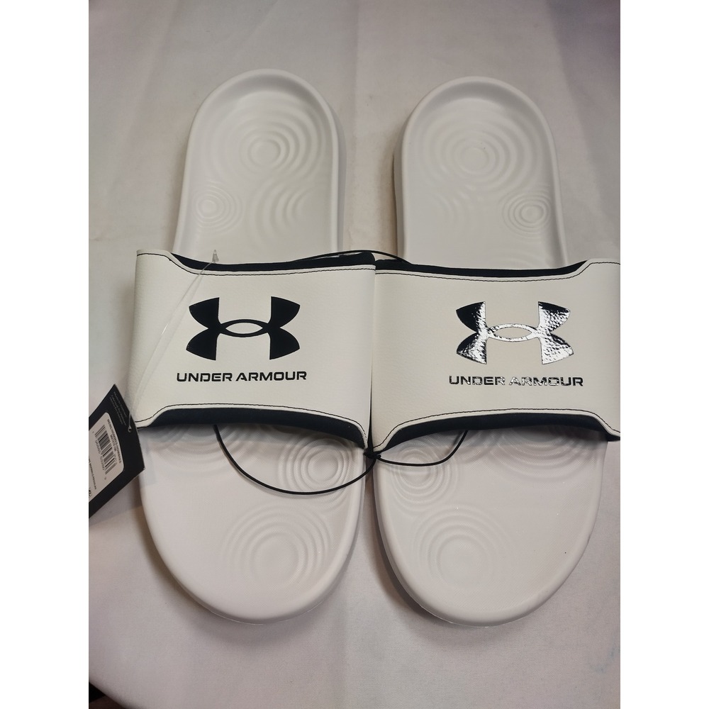 Under Armour Ignite Select Mens Slides White Black Sandals 3027219-100 Size 18